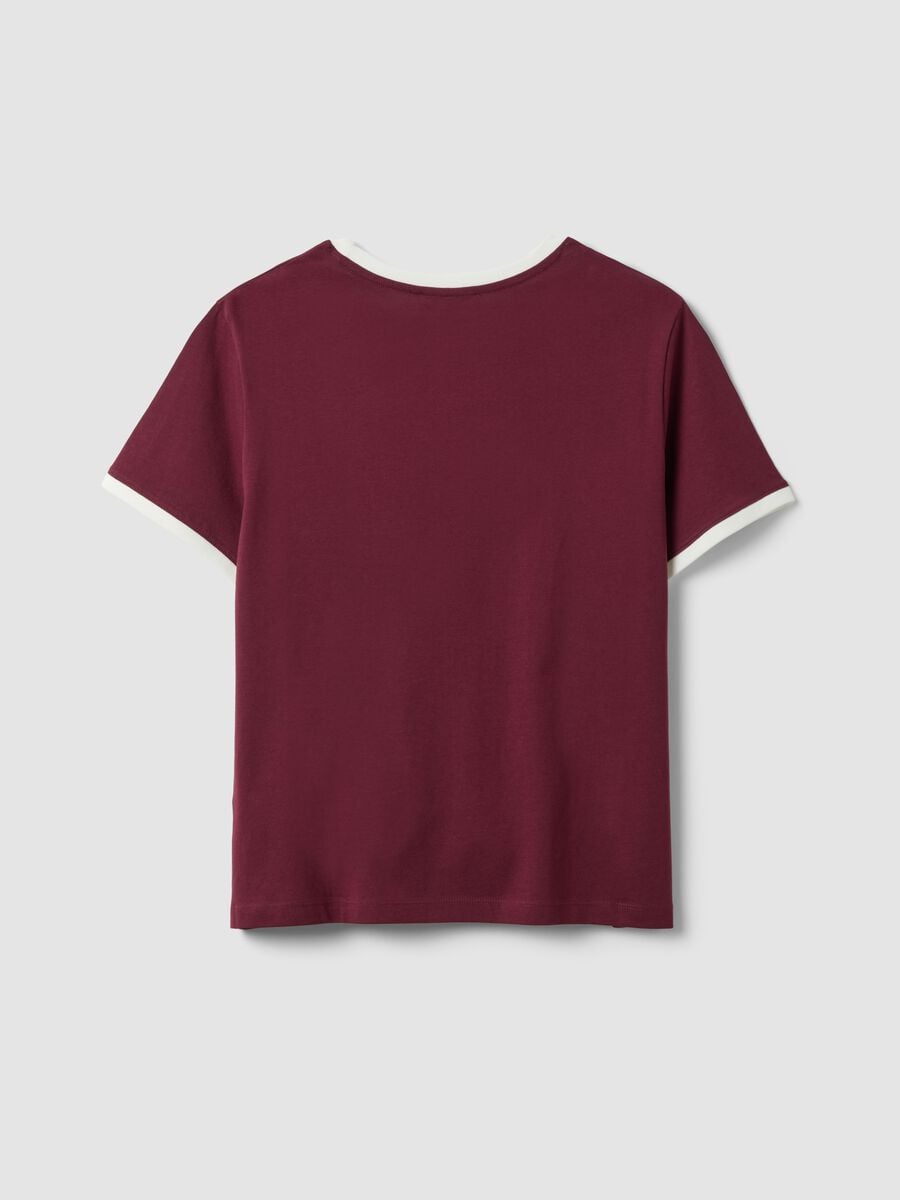 T-shirt rossa in puro cotone con bottoni regular fit_1