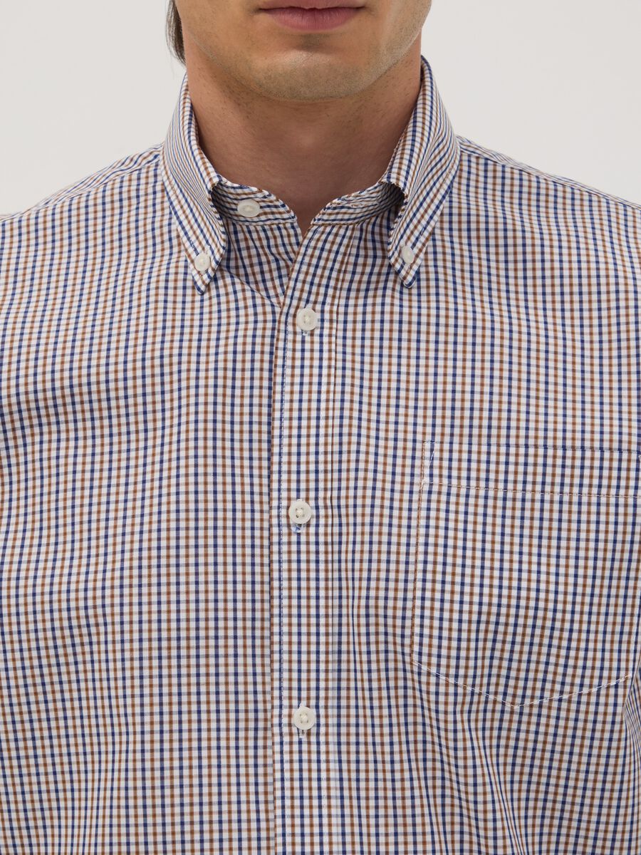 Camicia easy iron multicolor in misto cotone a quadri button down regular fit_1