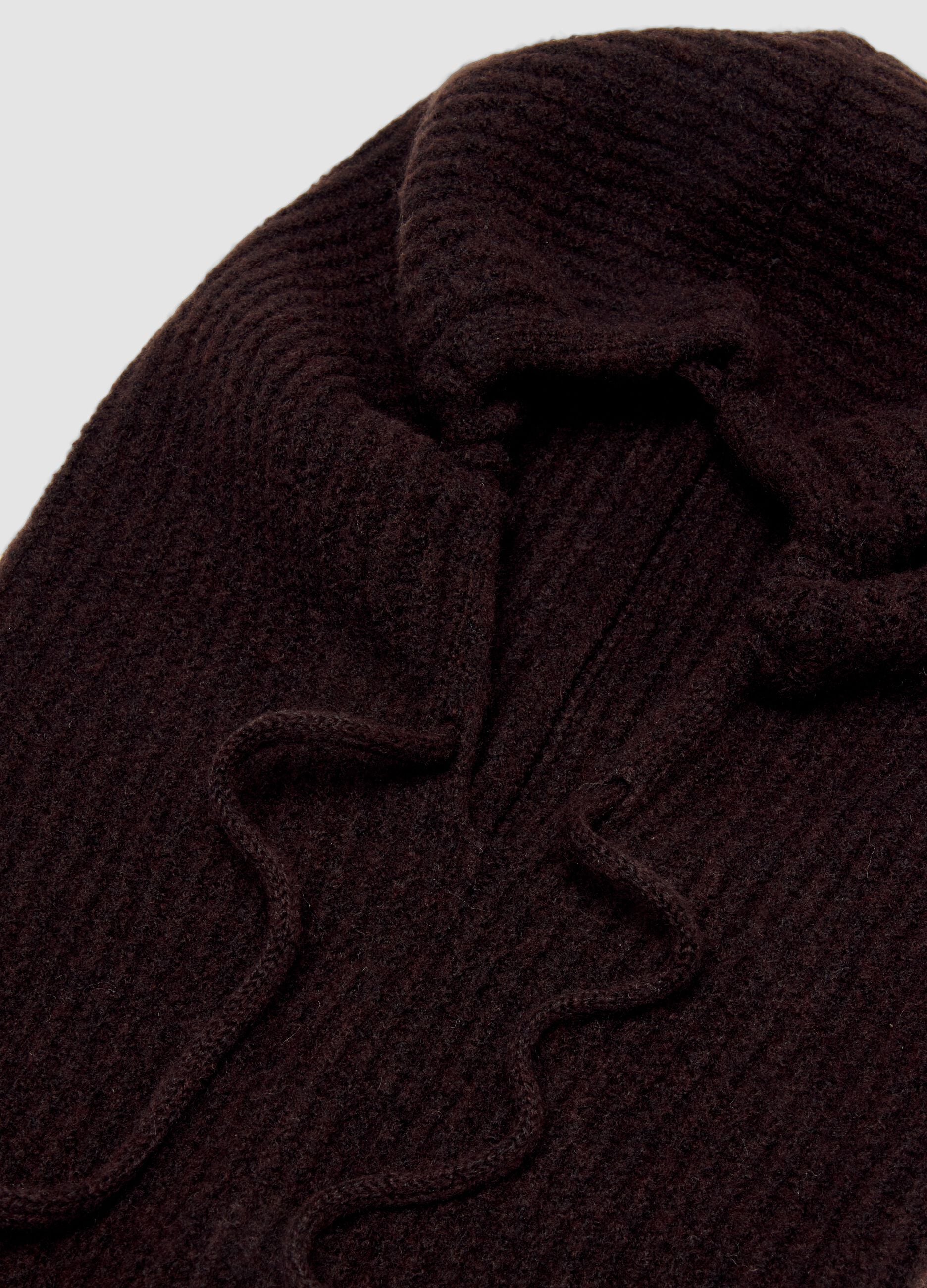 Brown stretch wool jersey-knit balaclava