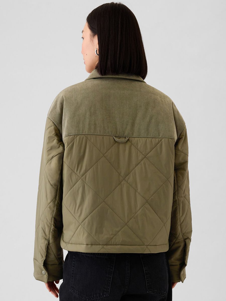 Short quilted jacket with corduroy details_2