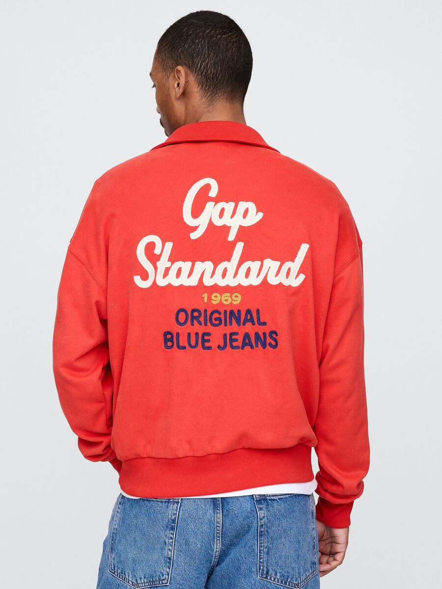 Red Gap Sweatshirt with Collar and Zip_2