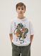 Pure cotton white oversized fit T-shirt with dragon and tiger_0