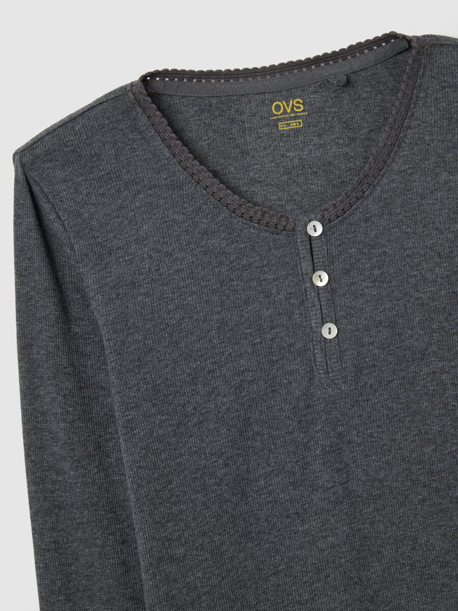 Maglia pigiama in puro cotone grigia regular fit_5