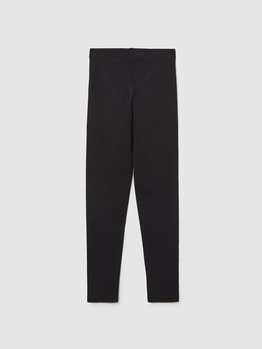 Leggings in cotone stretch con stampa lettering_1