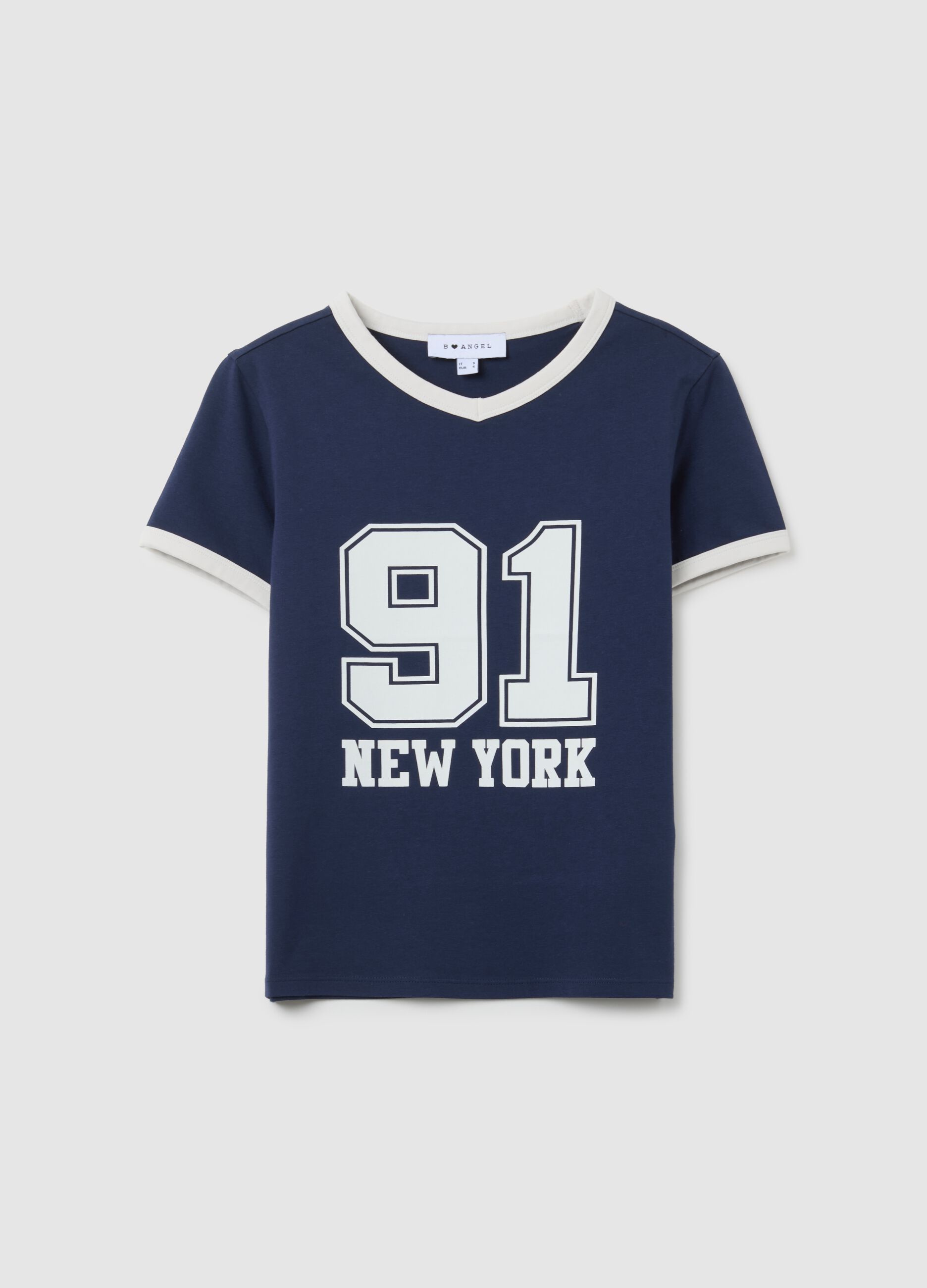 T-shirt in cotone elasticizzato blu regular fit