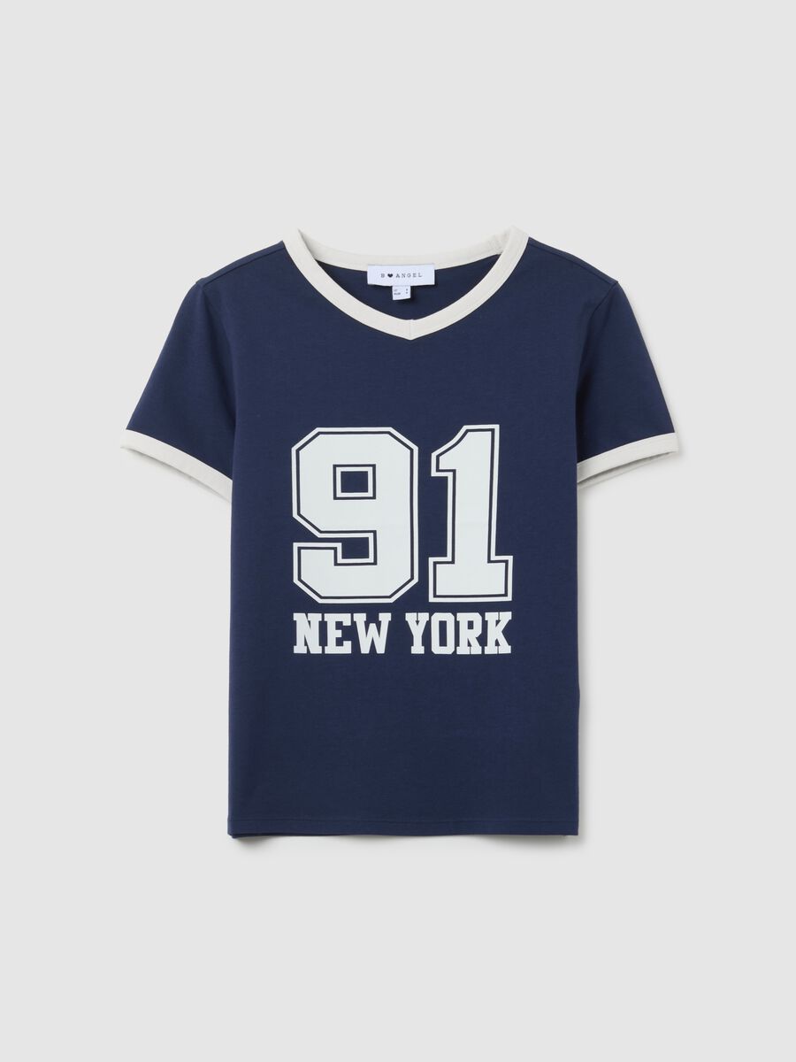 T-shirt in cotone elasticizzato blu regular fit_4