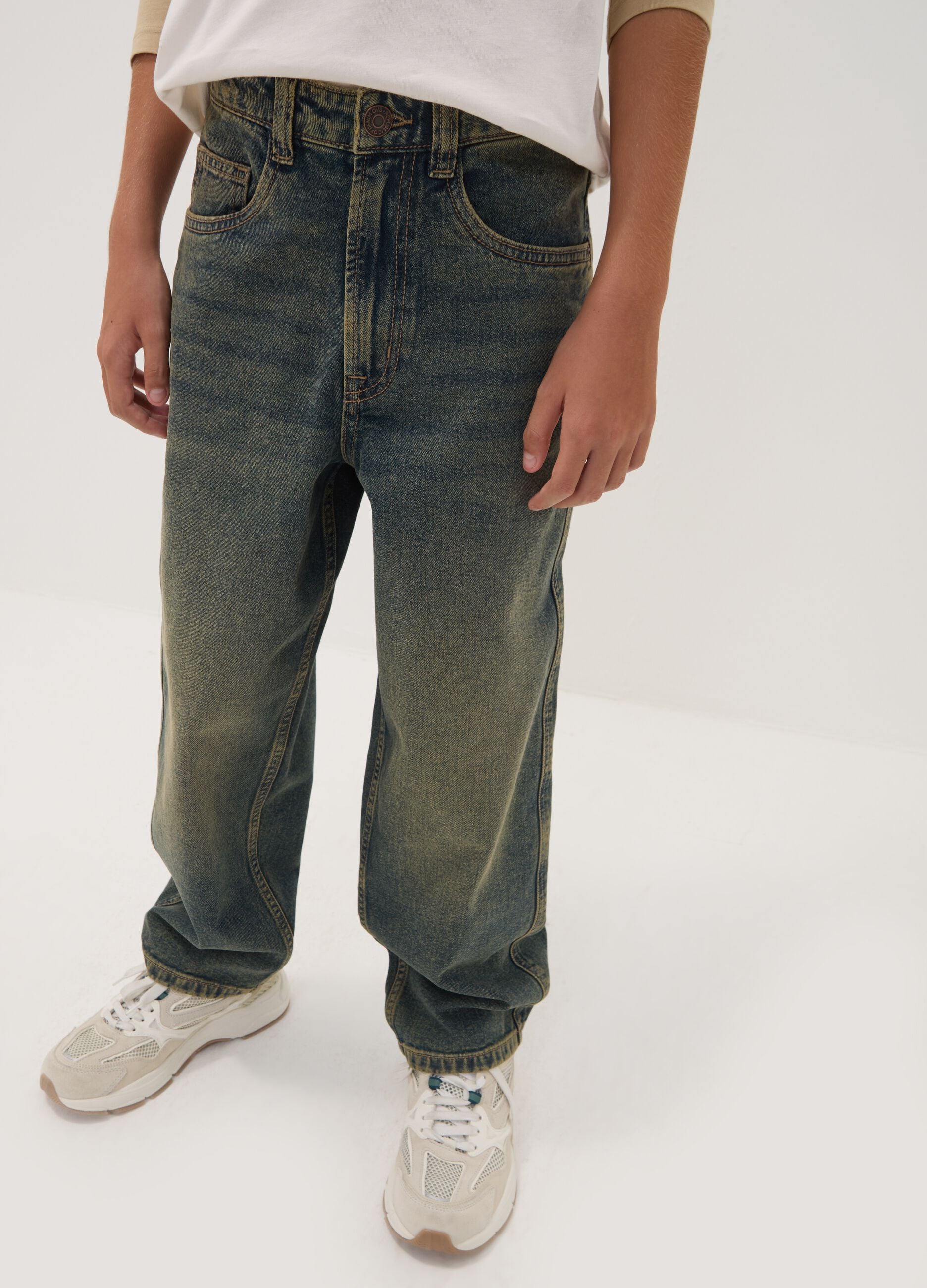 Blue pure cotton skater-fit jeans