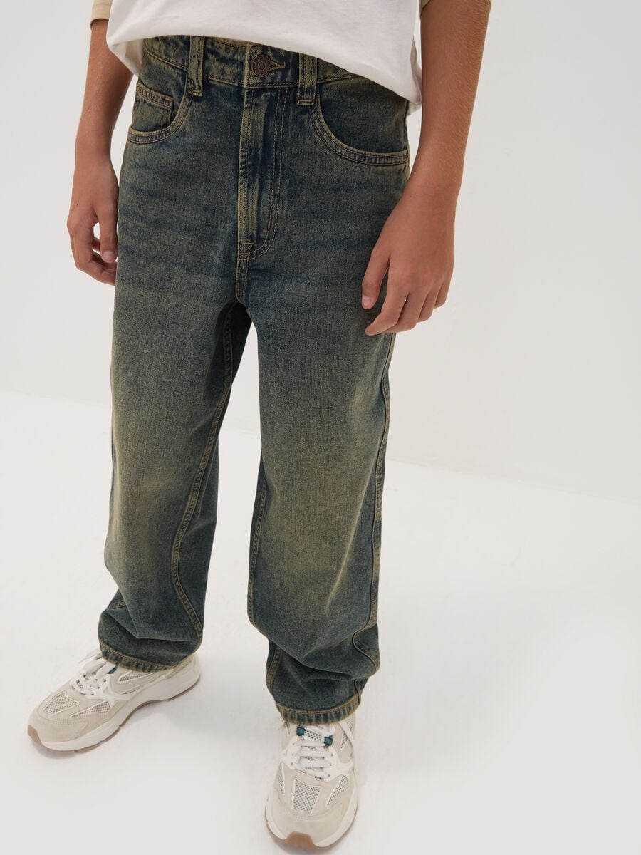 Blue pure cotton skater-fit jeans_1