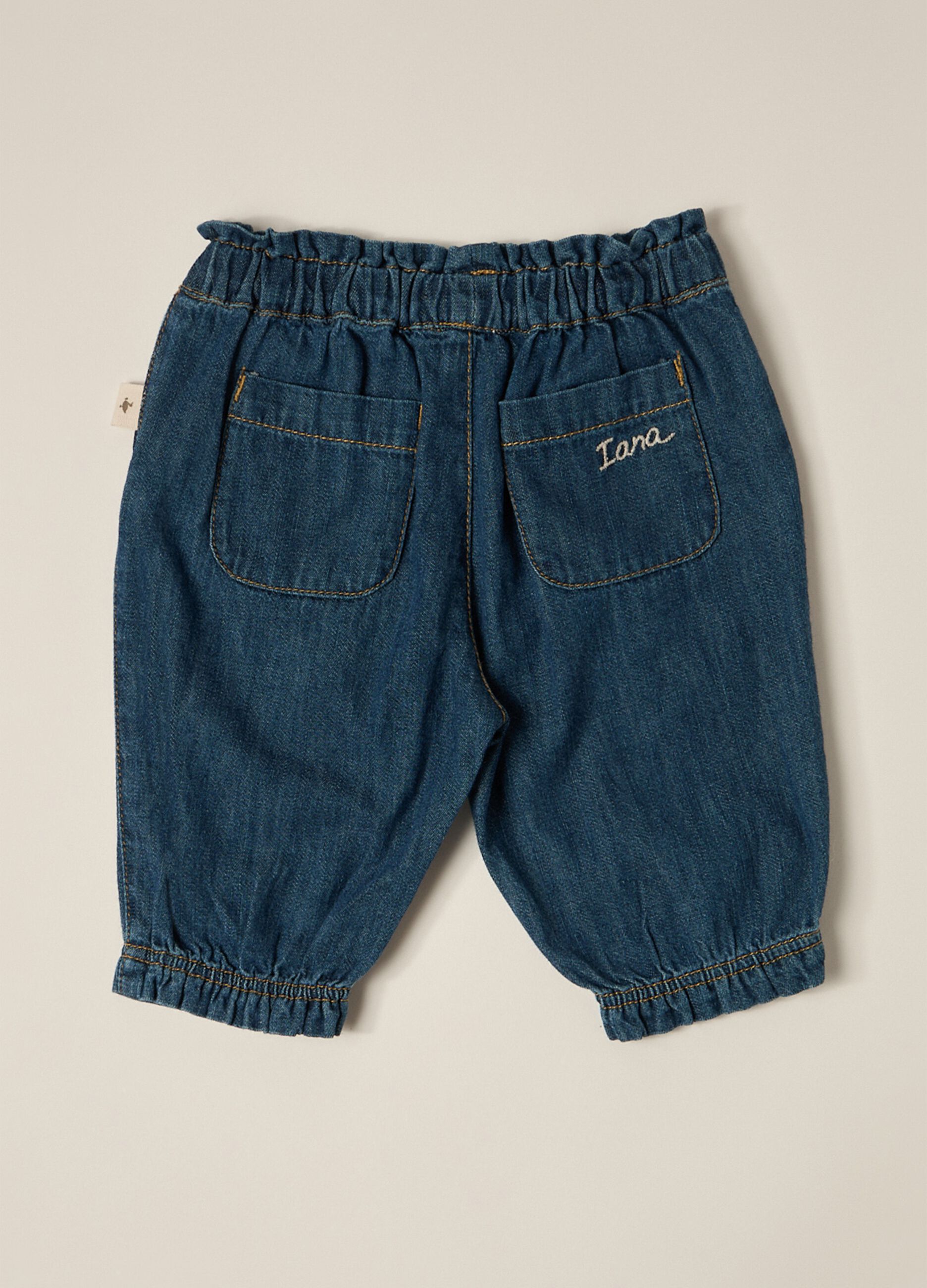 IANA newborn girl trousers in 100% cotton denim