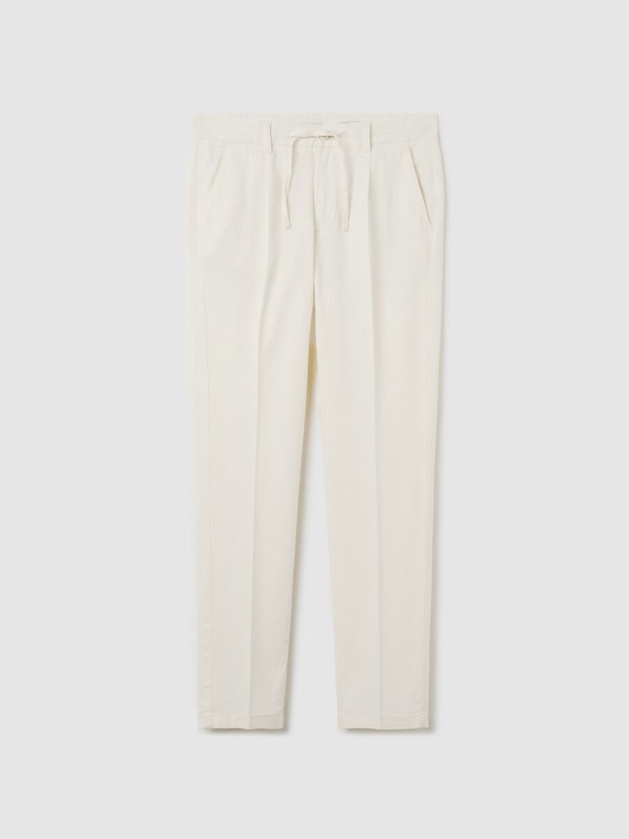 Pantalone chino slim fit con coulisse bianco_4
