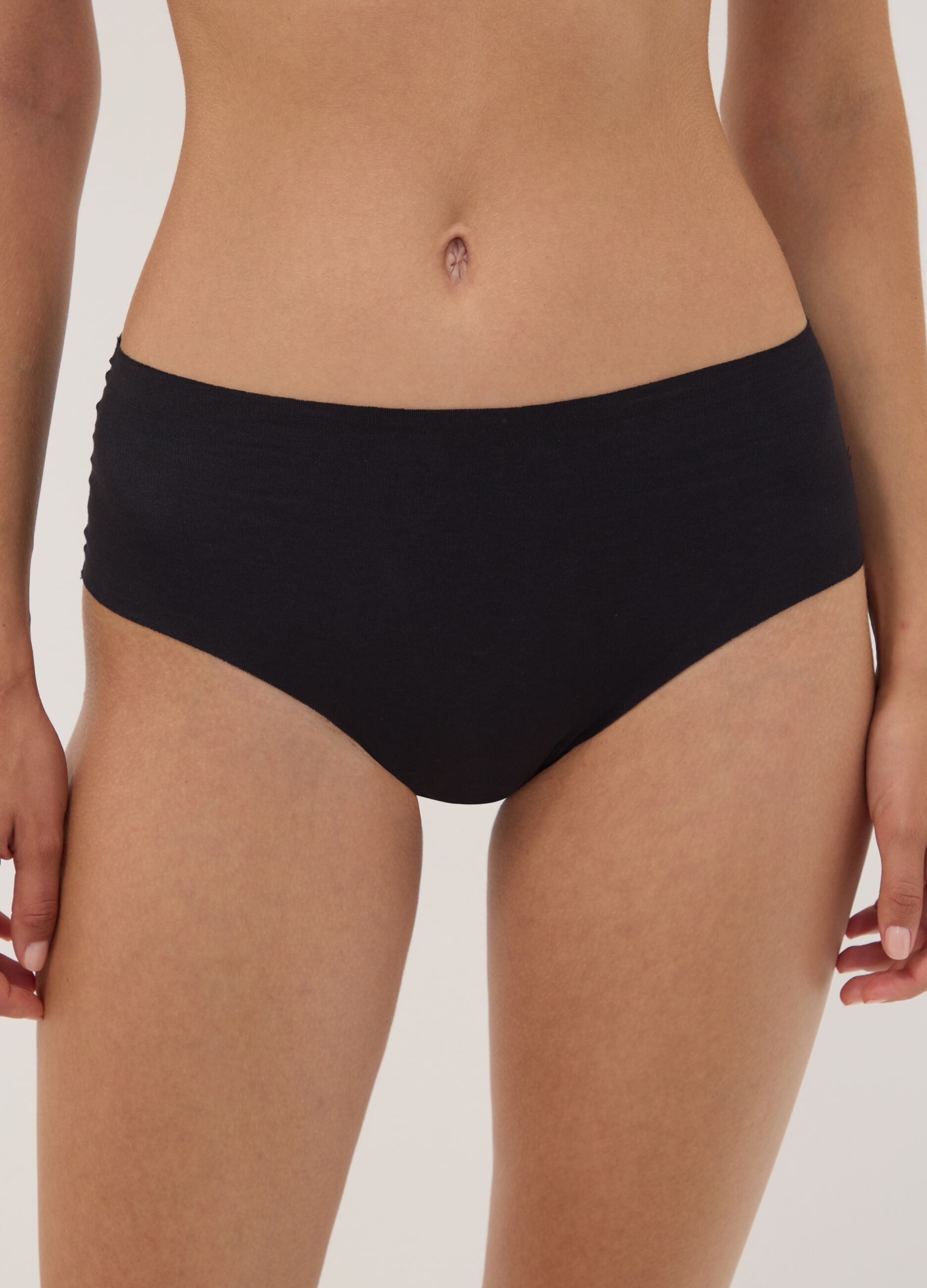 Slip neri a vita alta in cotone organico elasticizzato