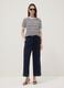 White and blue striped regular-fit openwork viscose-blend T-shirt_1