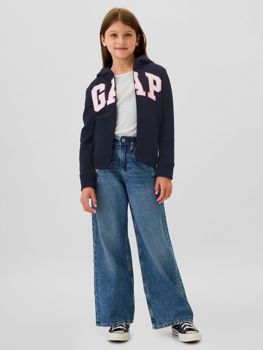 Full-zip con cappuccio e ricamo logo _1