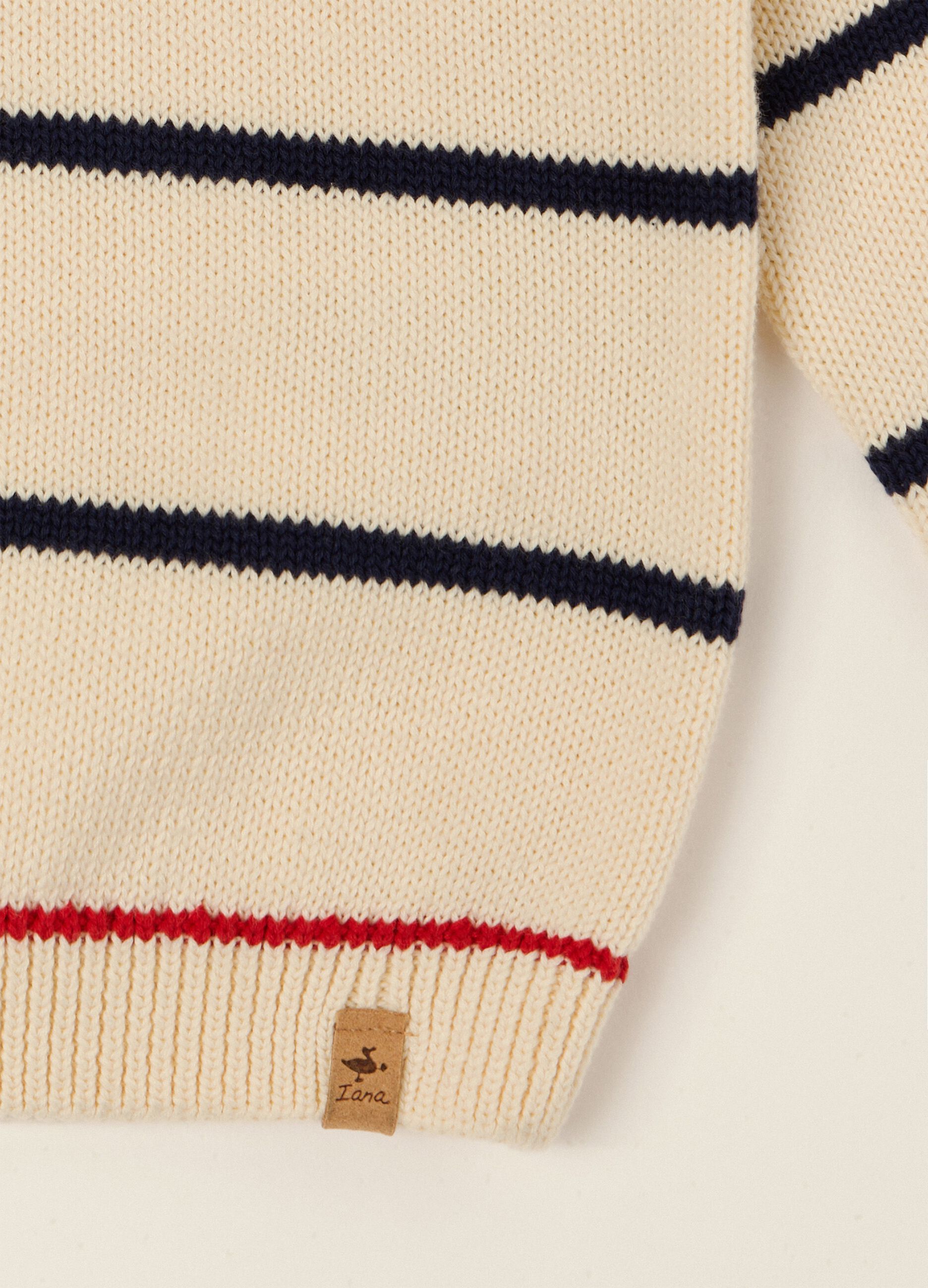 Beige striped cotton-blend baby jumper