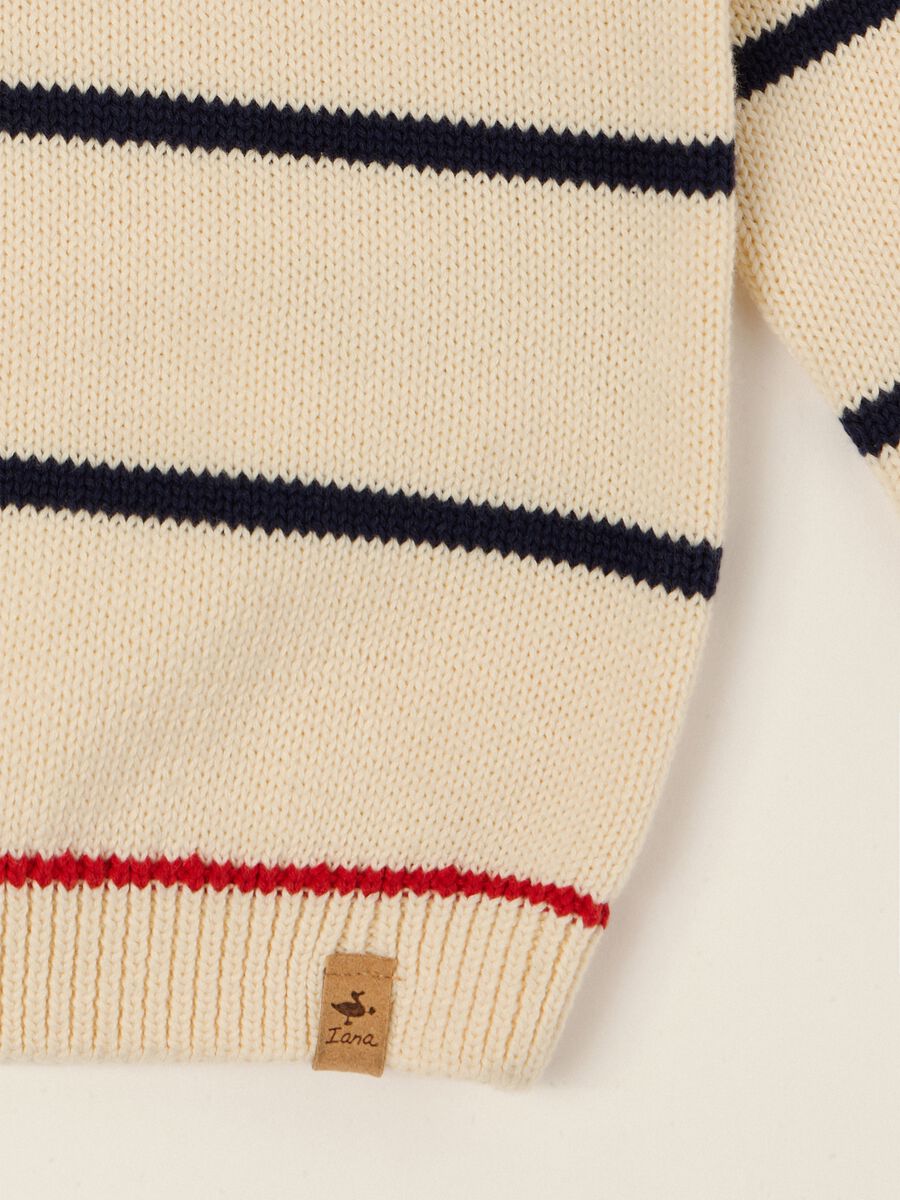 Beige striped cotton-blend baby jumper_1