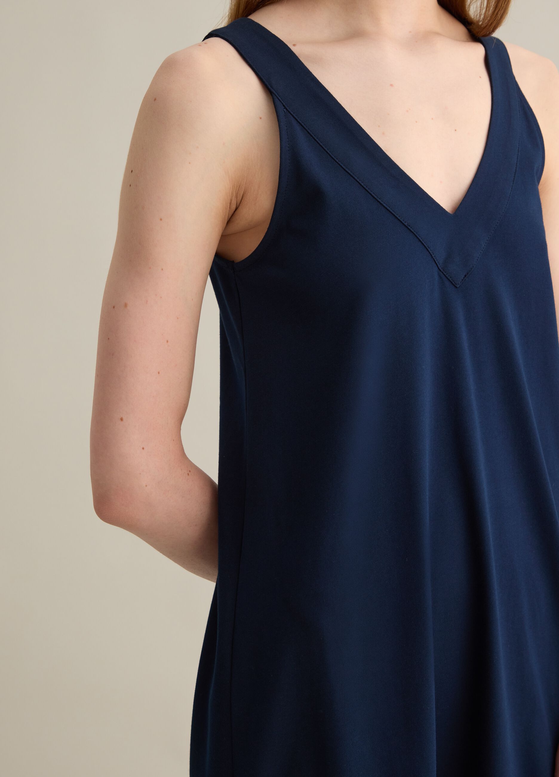 Sleeveless Long Cotton Dress in Blue