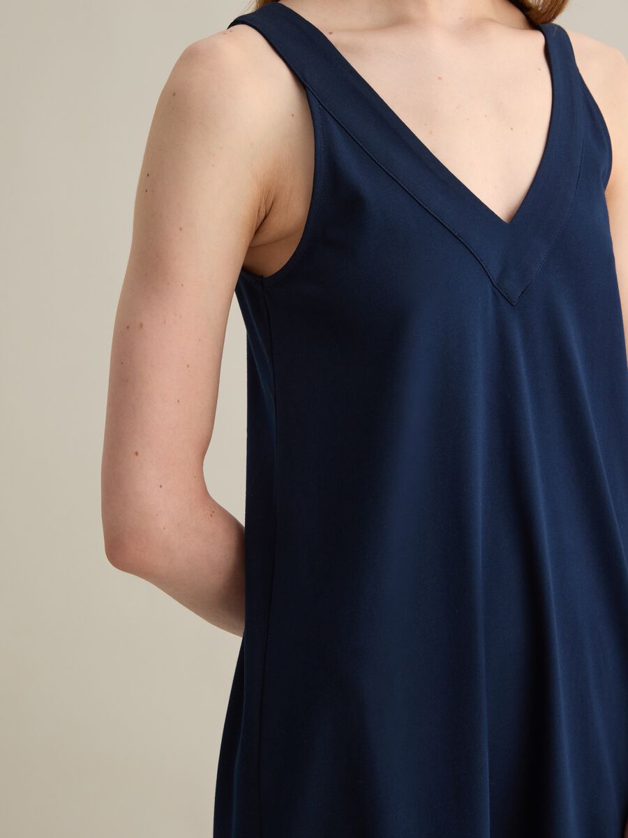 Sleeveless Long Cotton Dress in Blue_2
