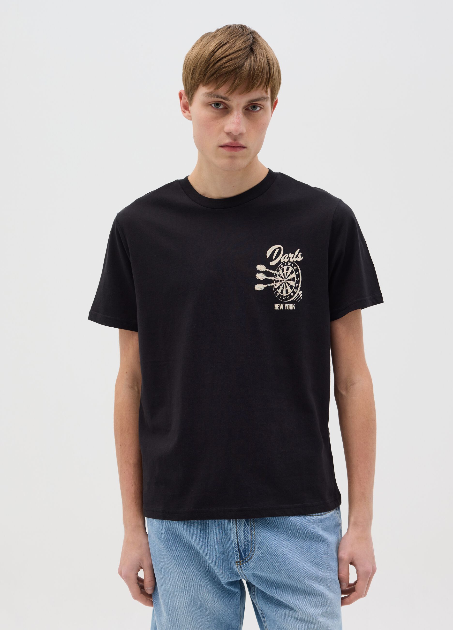 Cotton T-shirt with "Darts New York" print