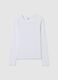 White Stretch Fabric Girl's Long Sleeve T-Shirt_3