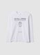White pure organic cotton crew-neck T-shirt with skull print for boys_3
