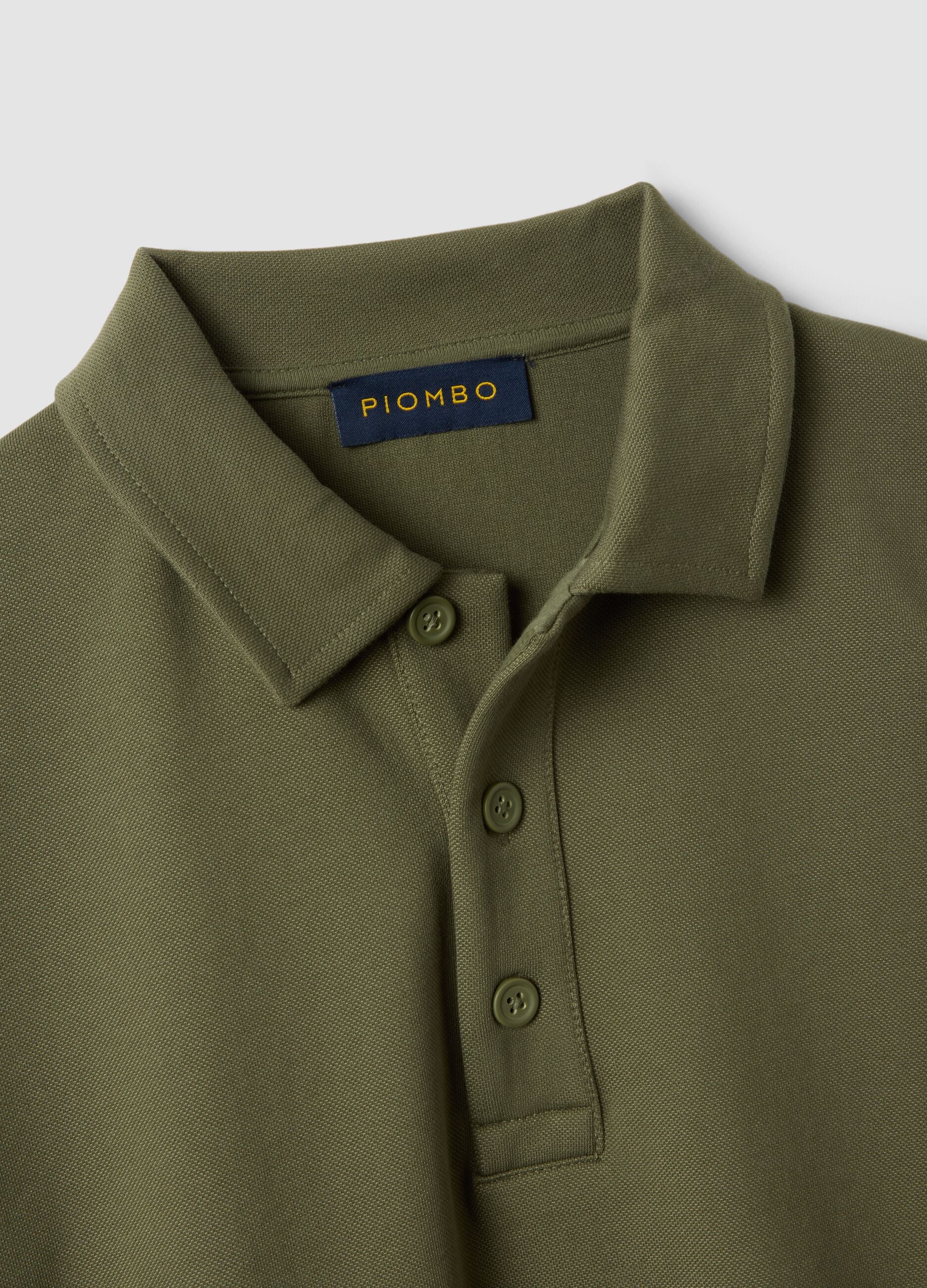 Green stretch polo-collar sweatshirt in a relaxed fit