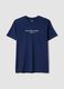 Blue slogan T-shirt in pure cotton, regular fit_0