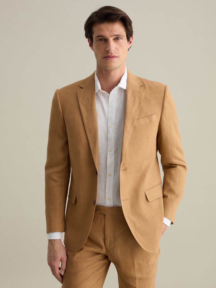 Contemporary regular-fit single-breasted blazer in linen_0