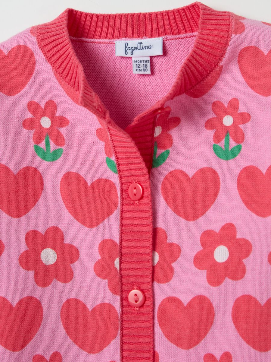 Cardigan with all-over hearts and flowers design_2