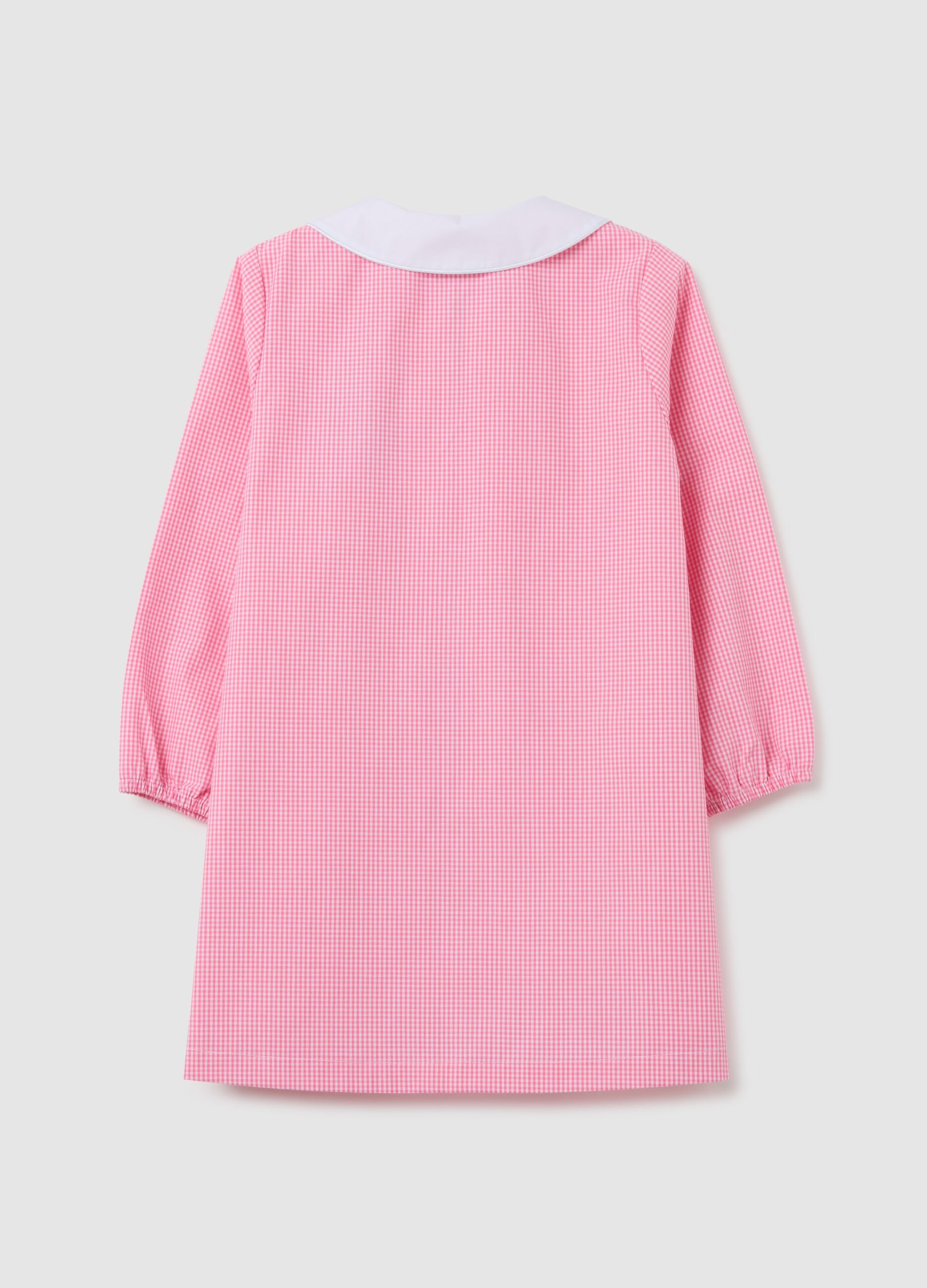 Girls' multicolour cotton blend school apron with collar