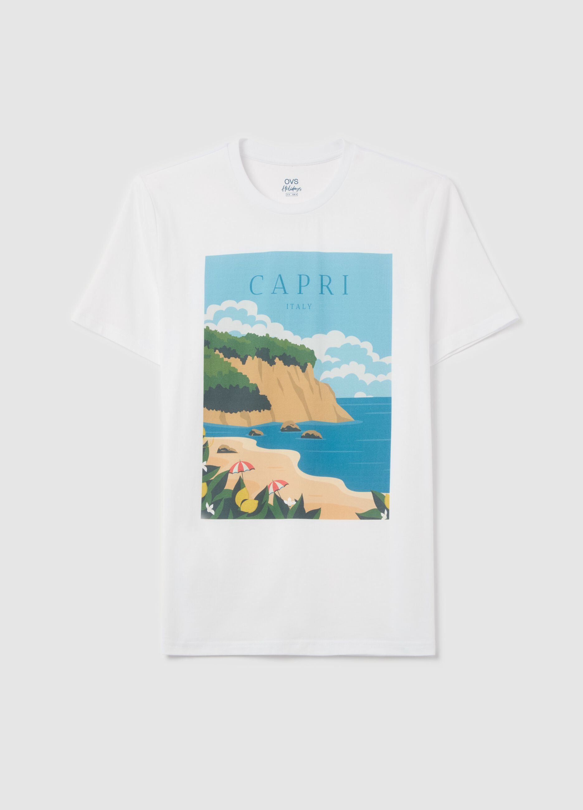 Cotton T-shirt with "Capri Italy" print