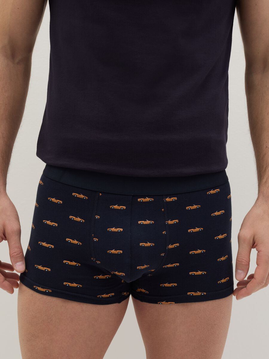 Midi boxer shorts in stretch cotton with pattern._1