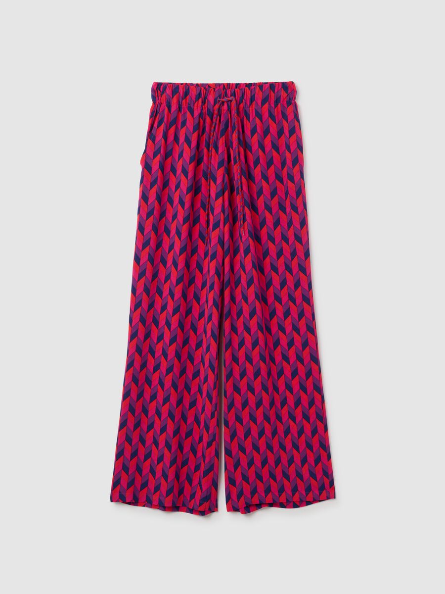 Women's Trousers in Pure Multicolour Viscose Regular Fit_0