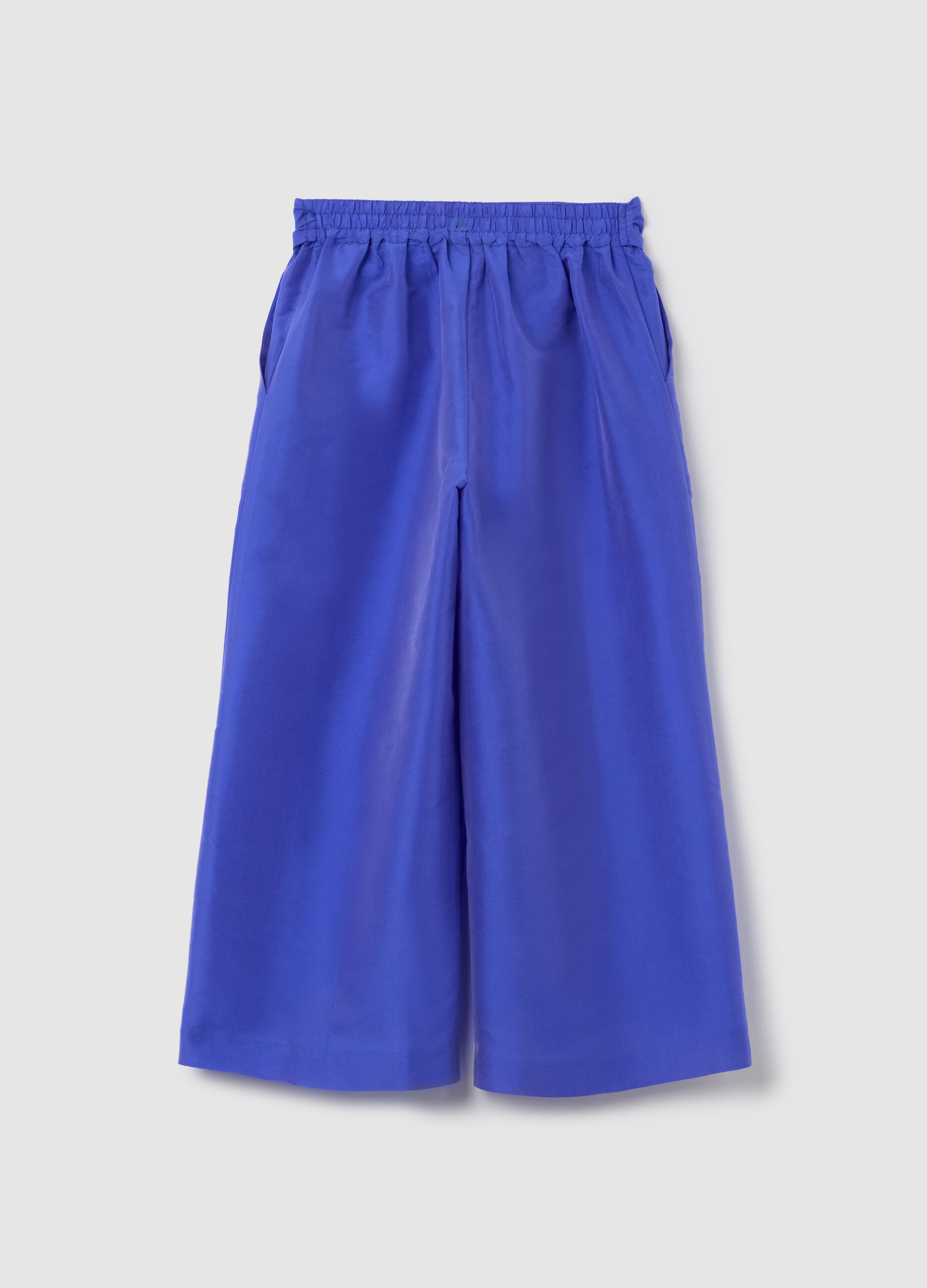 Girls’ wide-leg trousers in blue with elasticated waistband