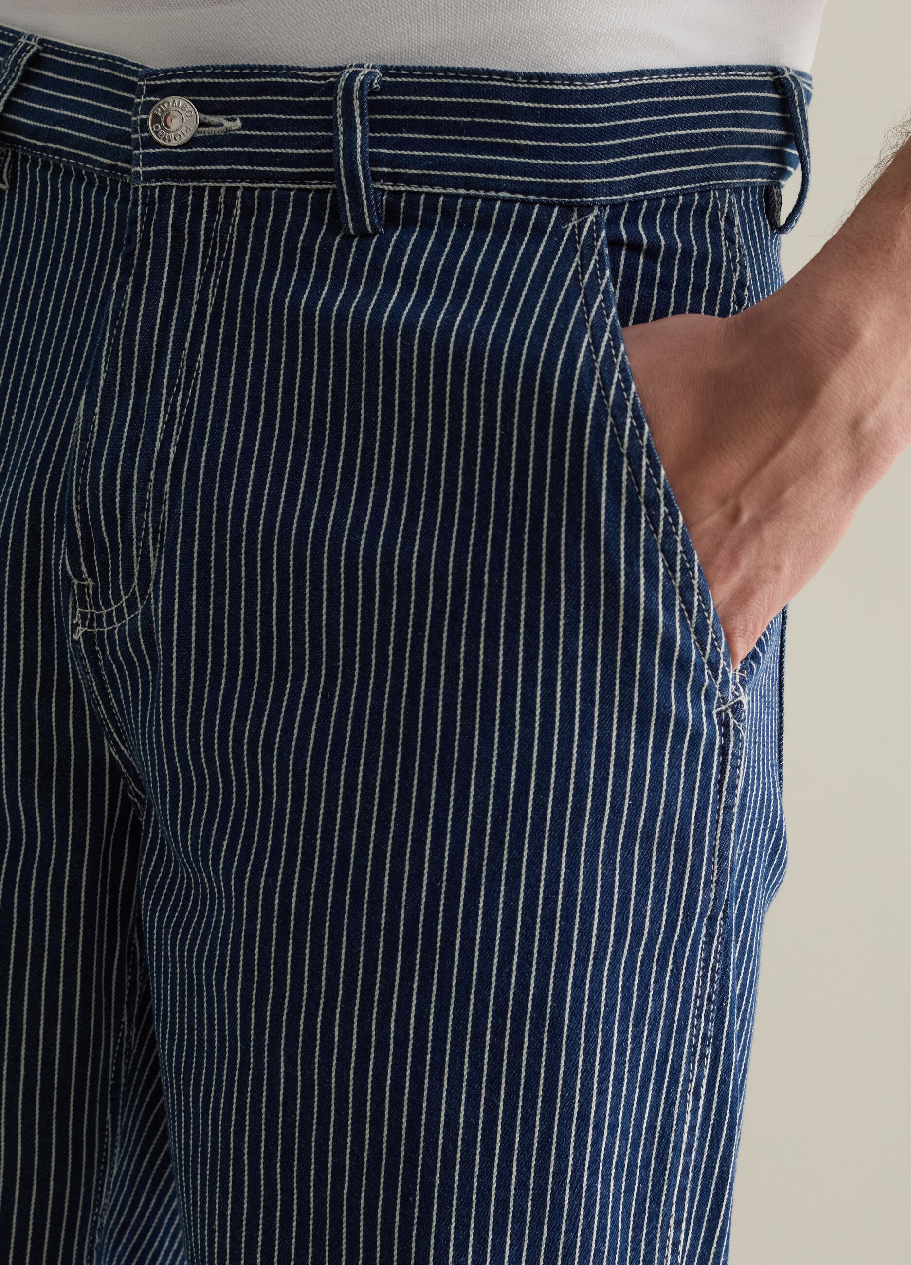 Pinstriped worker chino trousers