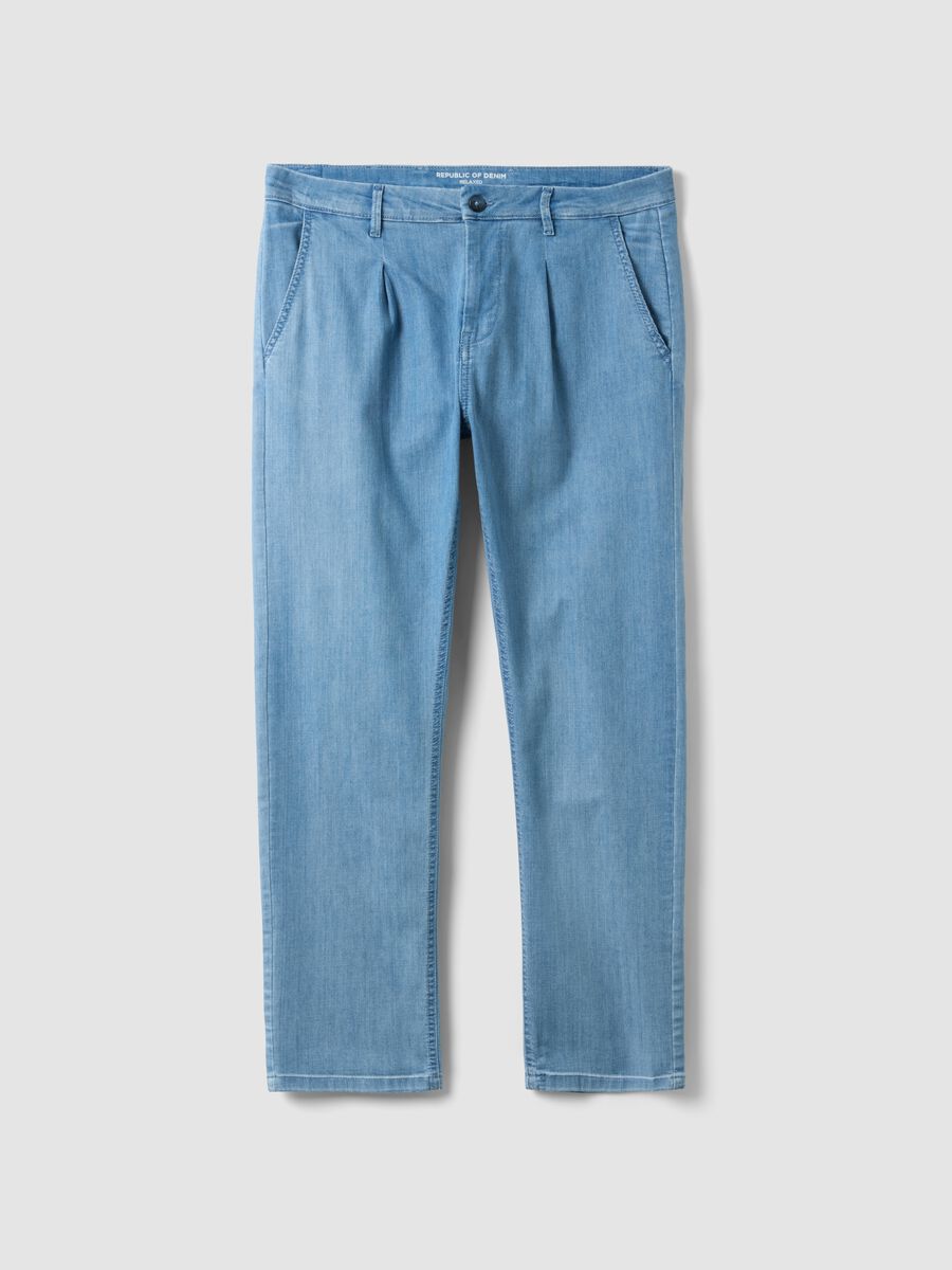 Light Blue Stretch Denim Jeans, Regular Fit_4