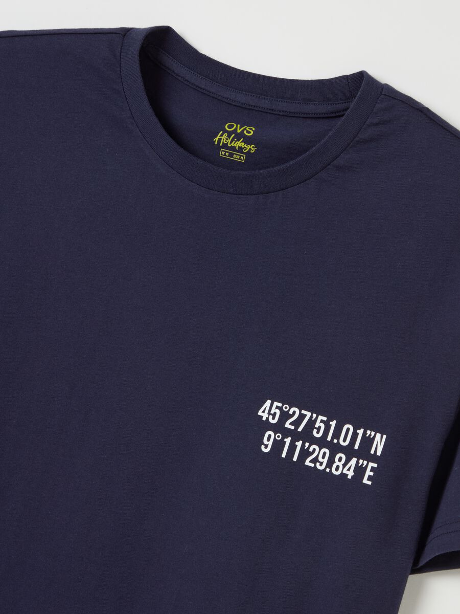 Cotton T-shirt with The Cathedral coordinates print_5