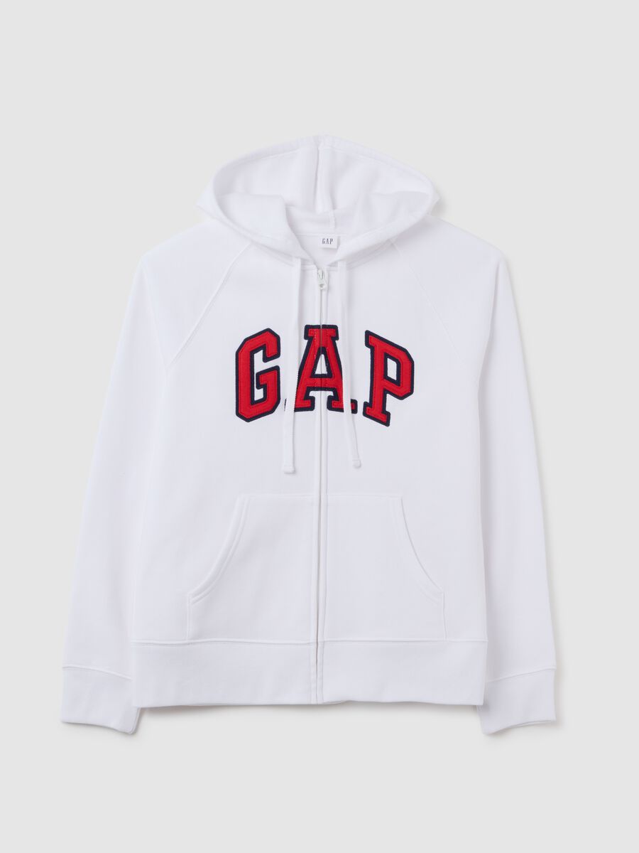 Full-zip sweatshirt with hood and logo embroidery_2