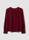 Red regular-fit blouse with V-neck and tie detail_2