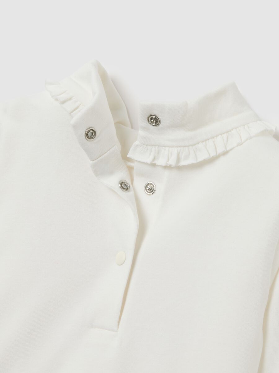 White stretchy cotton girl top and skirt set_3