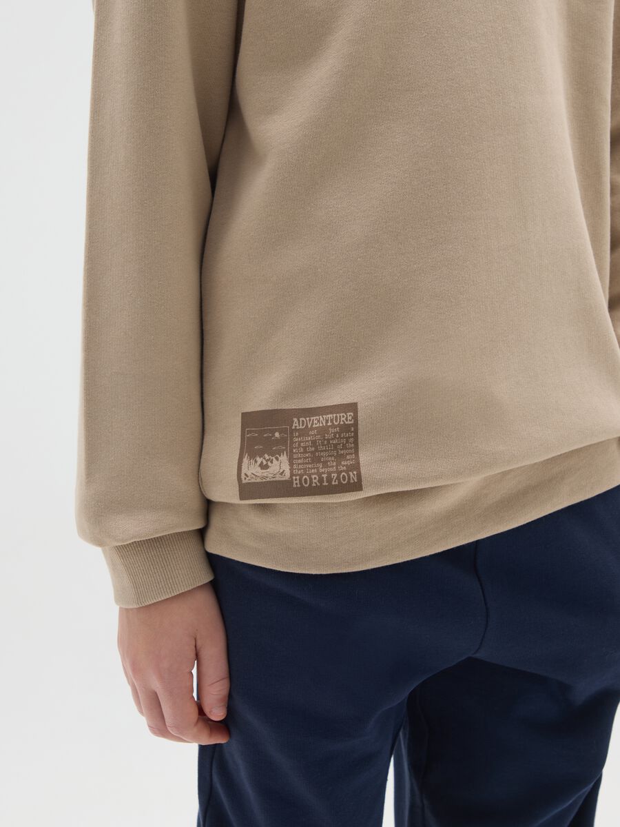 Felpa da ragazzo in puro cotone beige regular fit_2