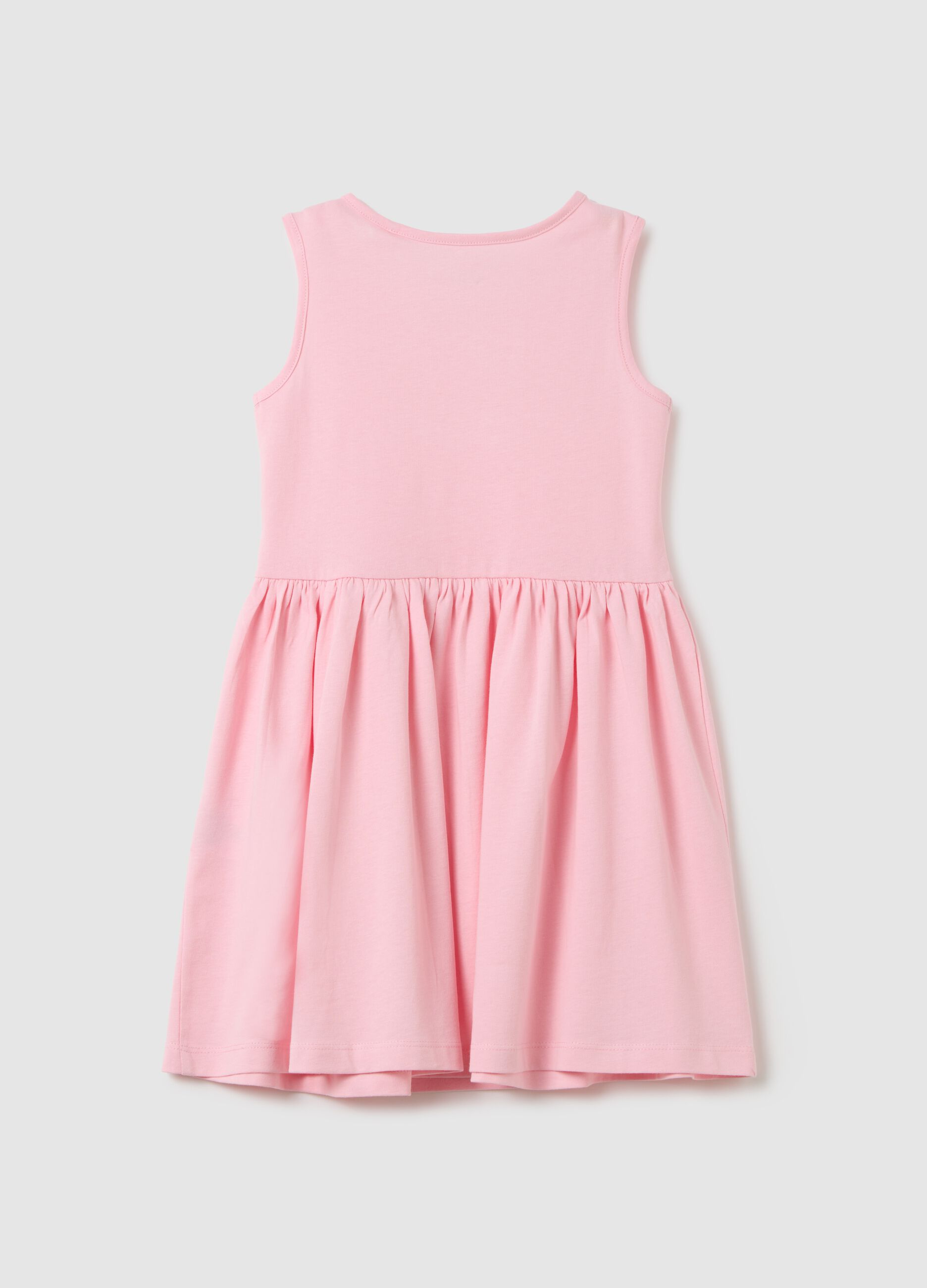 Abito da bambina in puro cotone rosa regular fit senza maniche