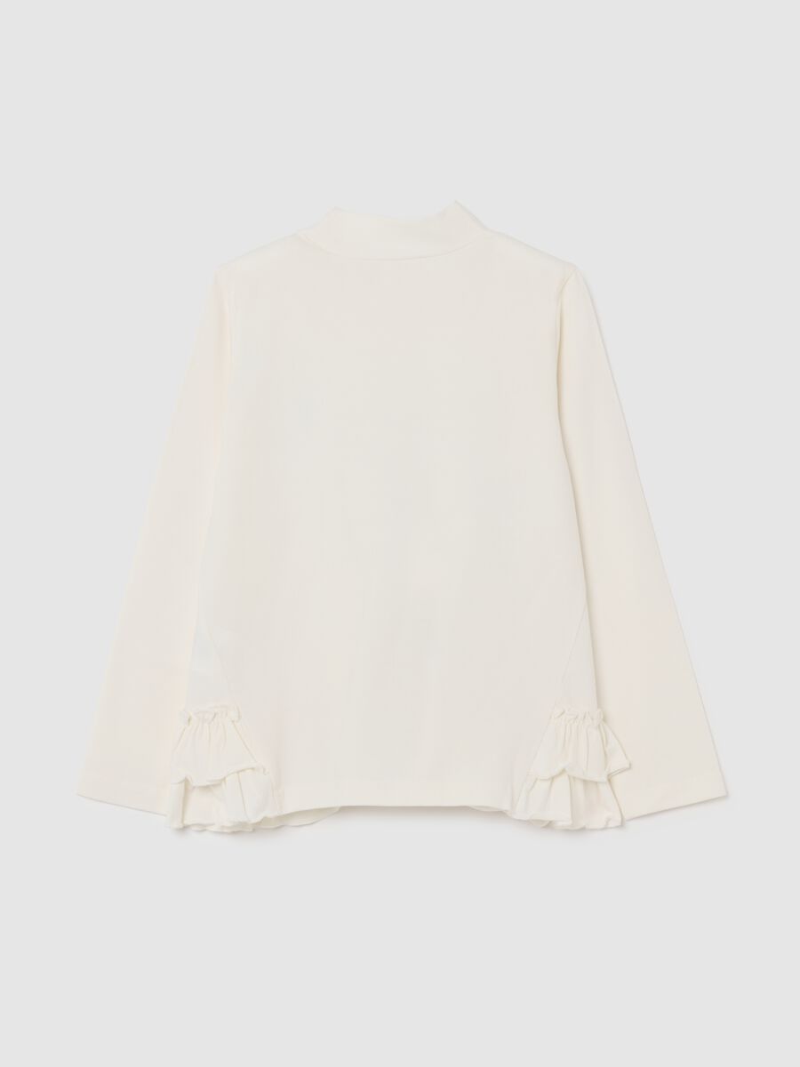 Girls' white cotton regular fit top with ruffles_1