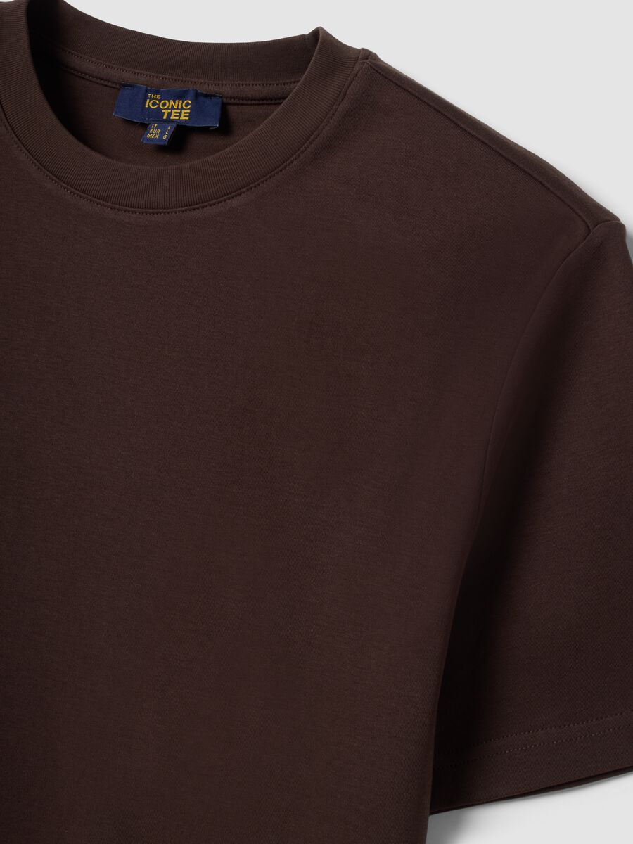 Brown pure cotton regular-fit short-sleeve T-shirt_6