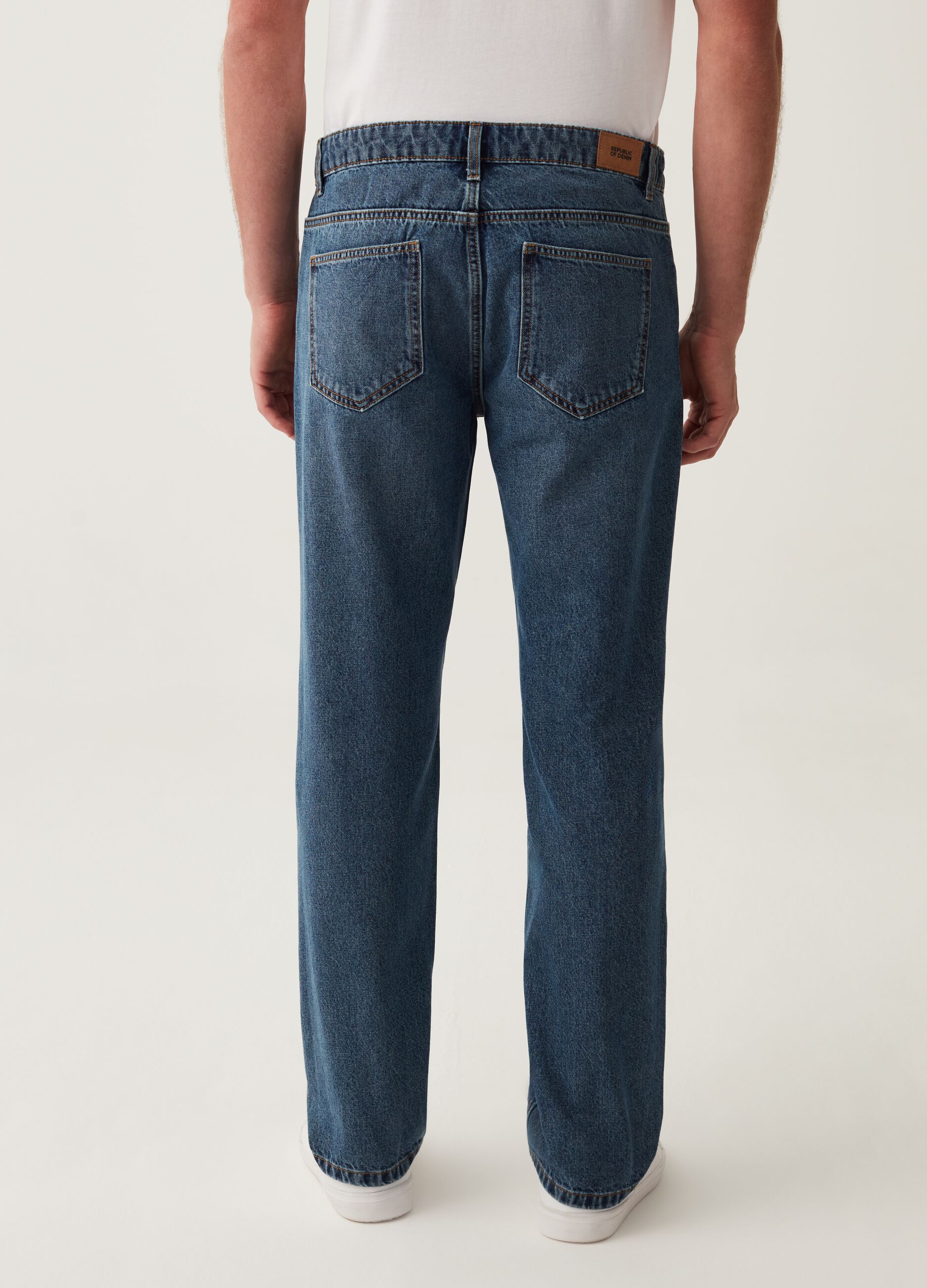 Jeans regular fit acid wash cinque tasche_2