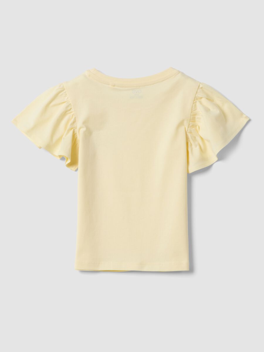 T-shirt in puro cotone gialla da bambina regular fit con stella_1