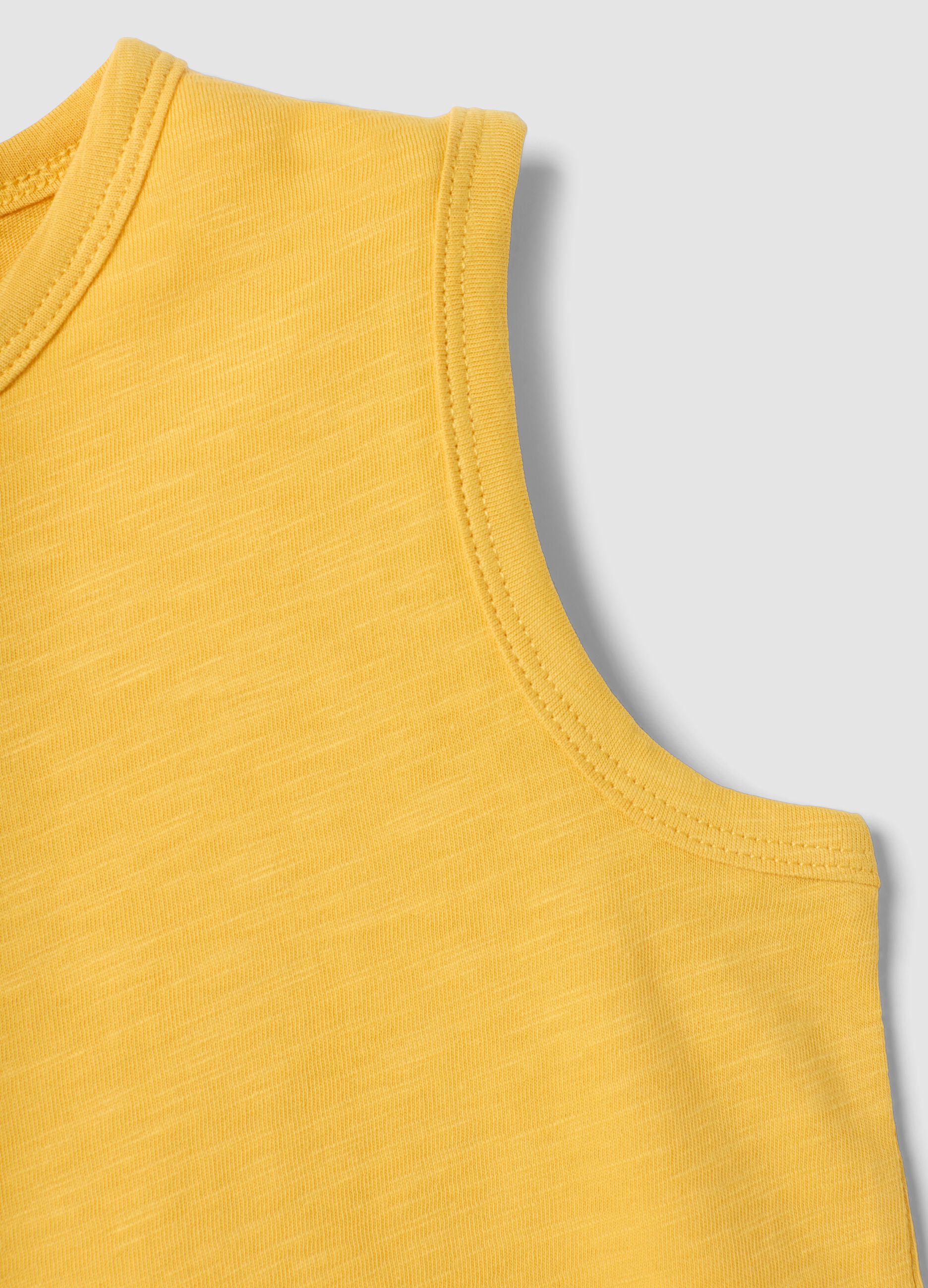 Yellow pure cotton vest top with buttons
