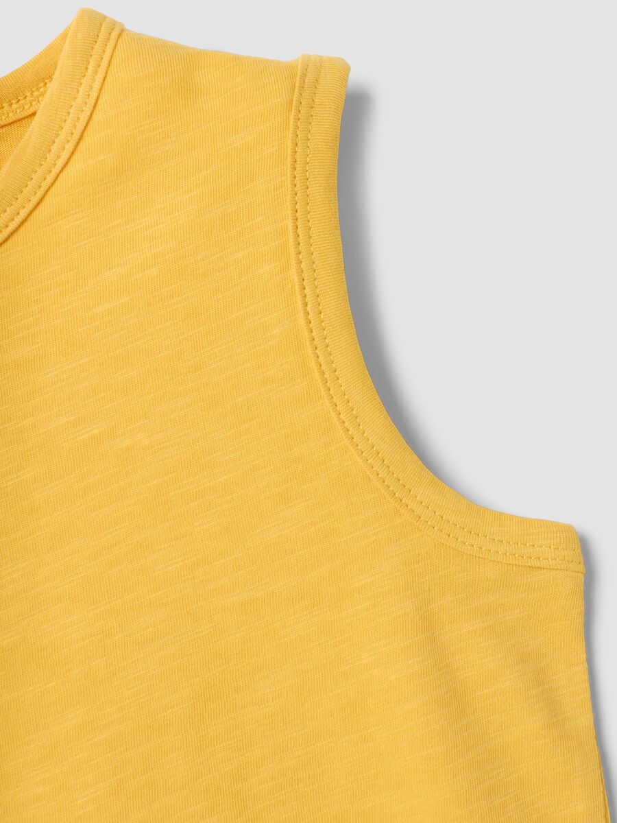 Yellow pure cotton vest top with buttons_3