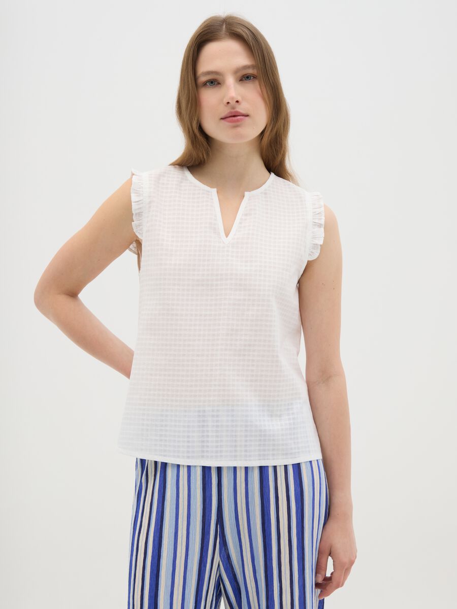 Women's pure white cotton top regular fit_0
