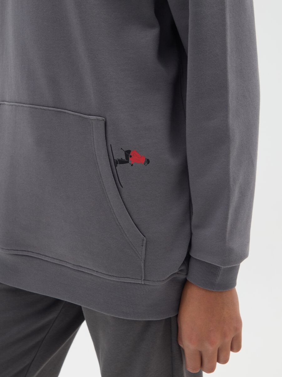 Boys' Gray Hooded Sweatshirt in Pure Cotton Regular Fit_2