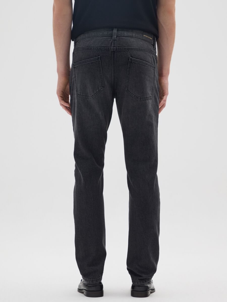 Slim fit pure black cotton jeans_2